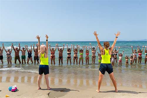 Water aerobics at the seaside