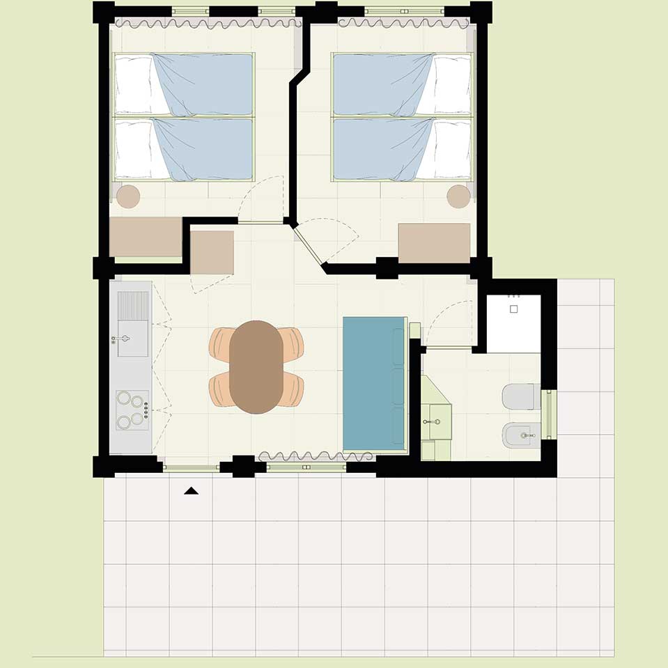 Piantina del Bungalow Comfort del Pappasole Camping Village