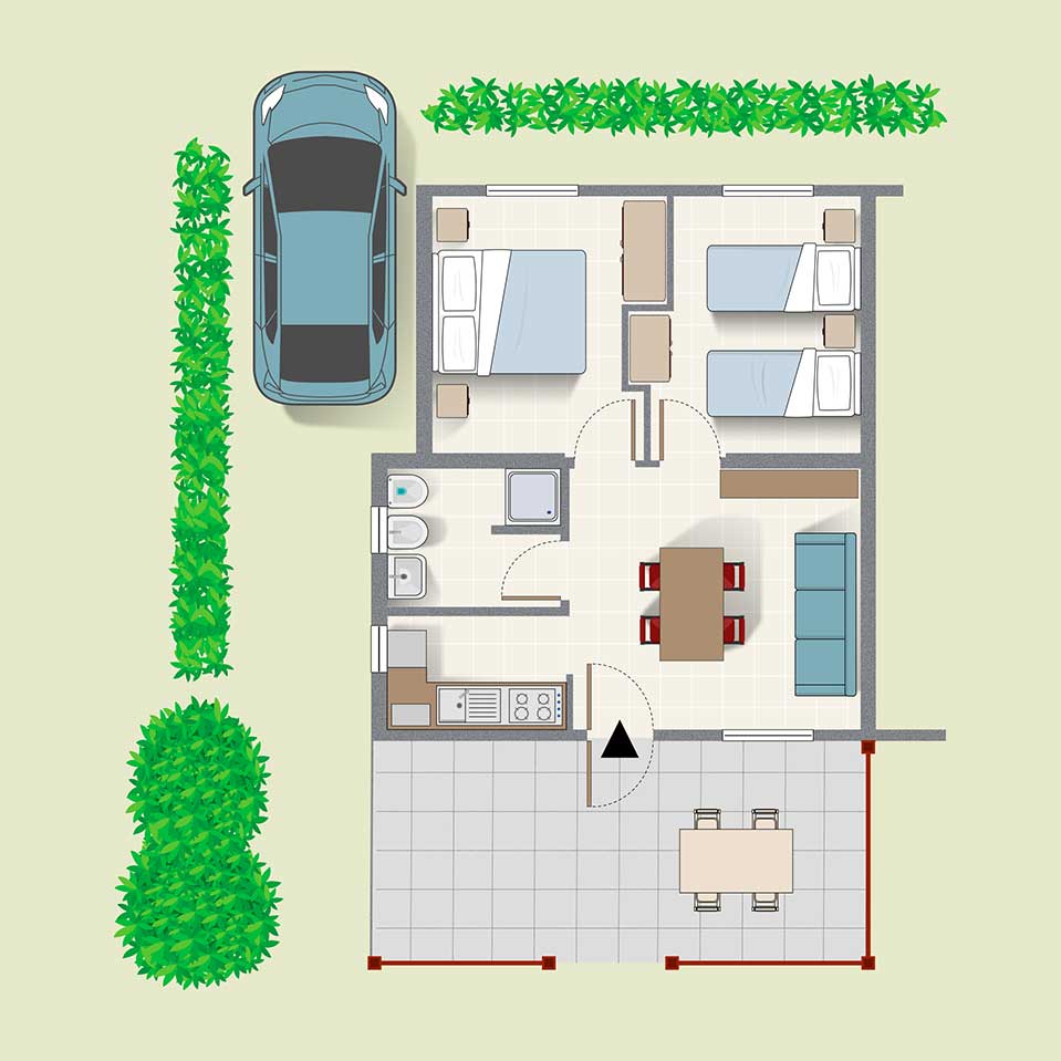 Piantina del Bungalow Deluxe del Pappasole Camping Village