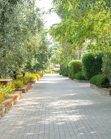 Viale accessibile, pianeggiante del Pappasole Camping Village